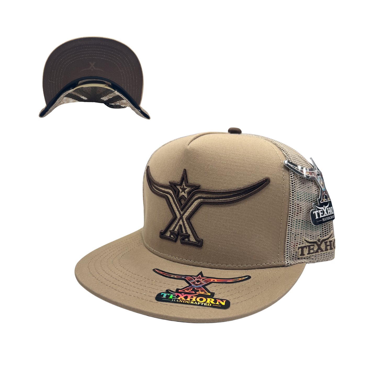 TexHorn Hat - Tan w/Brown