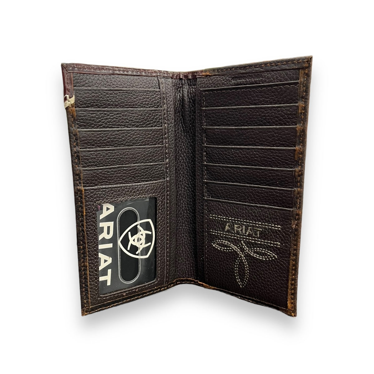 Ariat Rodeo Checkbook Wallet Men's Ariat Rodeo Wallet/Checkbook Cover - Two Tone Leather Tooled Met ...
