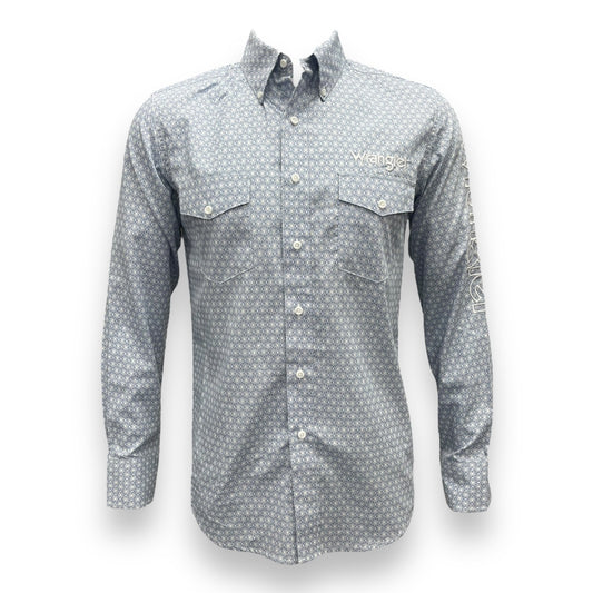 Wrangler Logo Long Sleeve Shirt SALE - Pale Blue 6235