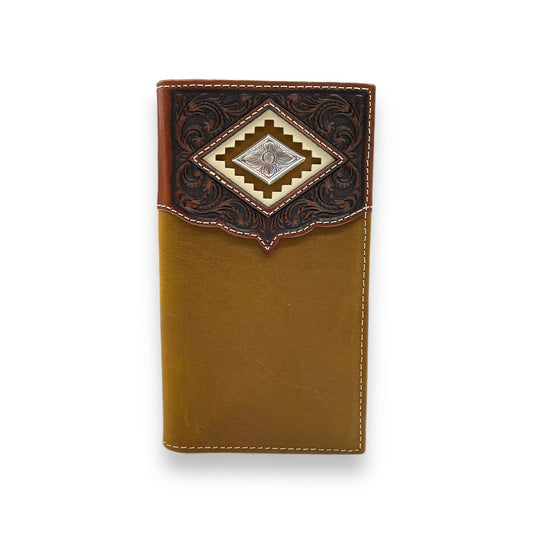 Men's Rodeo Wallet/Checkbook Cover - Brown Diamond Concho