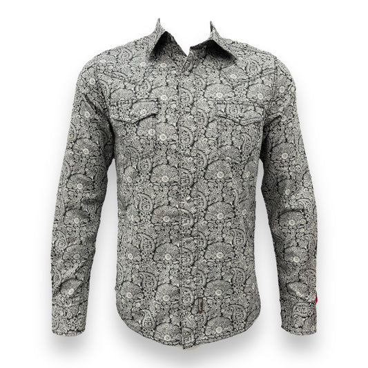 Wrangler Retro Premium Modern Long Sleeve Shirt - Black/Grey Paisley