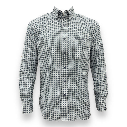 Wrangler Relaxed Long Sleeve Shirt - Navy & White Geo Print