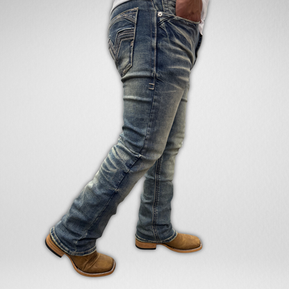 Men's Western Blue Classic Modern Boot Denim (W-461)