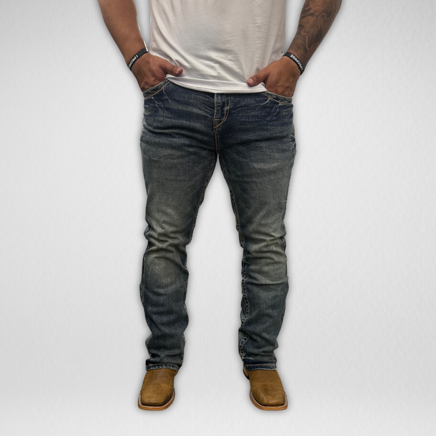 Men's Western Blue Classic Modern Boot Denim (W-464)