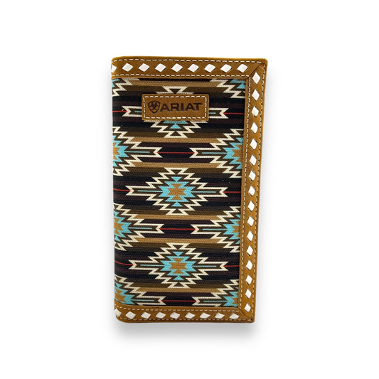 Men's Rodeo Wallet/Checkbook Cover - Brown Southwestern Diamond