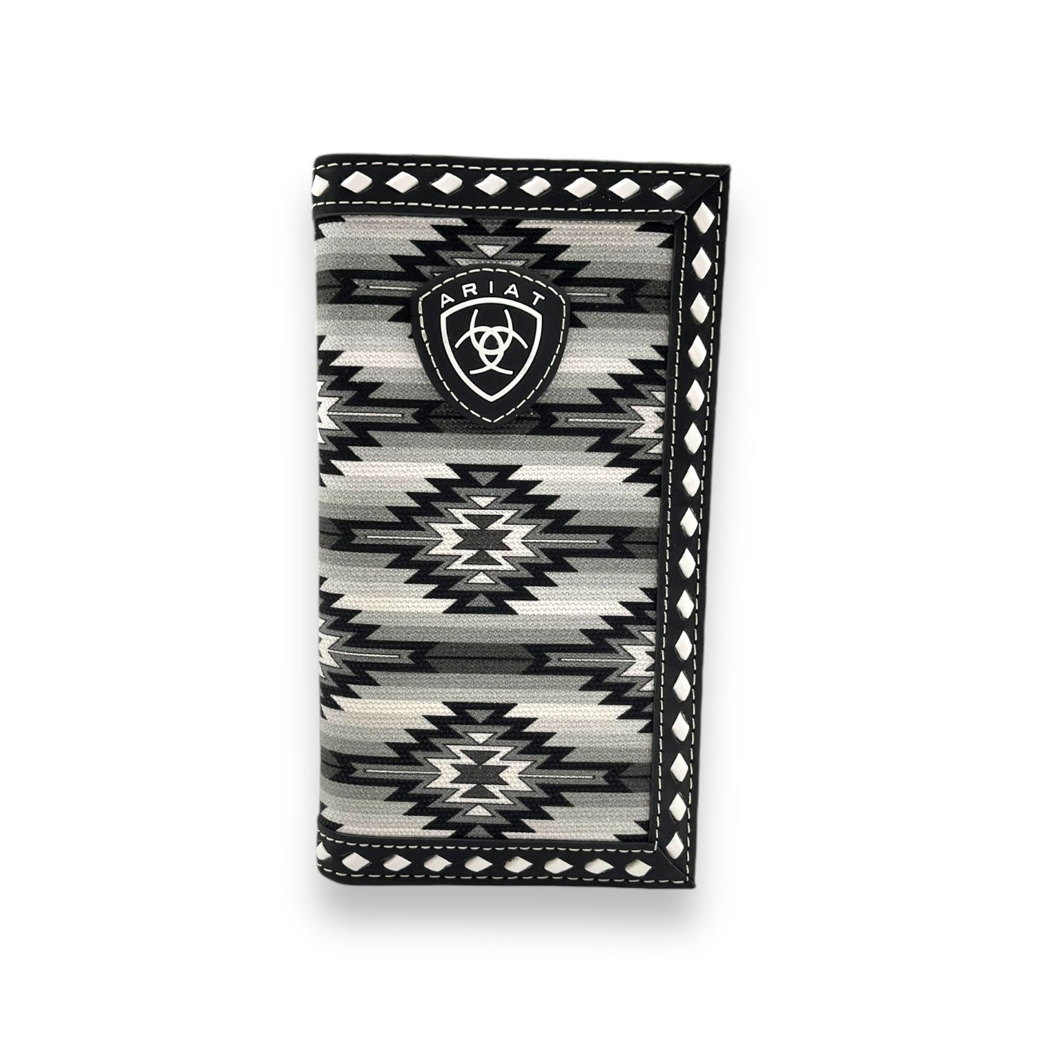 Ariat Rodeo Checkbook Wallet Men's Ariat Rodeo Wallet/Checkbook Cover - Black/White Diamond Lacing ...