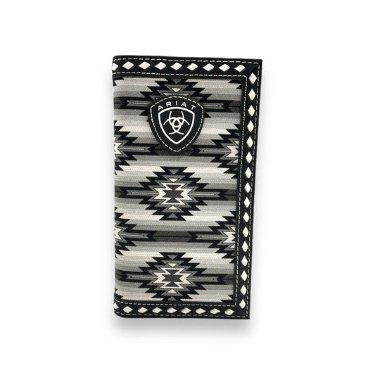 Men's Rodeo Wallet/Checkbook Cover - Black/White Diamond Lacing