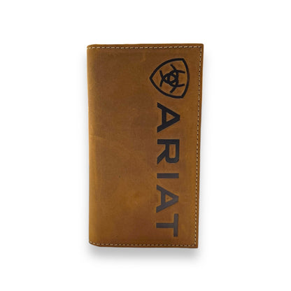 Men's Rodeo Wallet/Checkbook Cover - Brown Vertical Embossed Logo