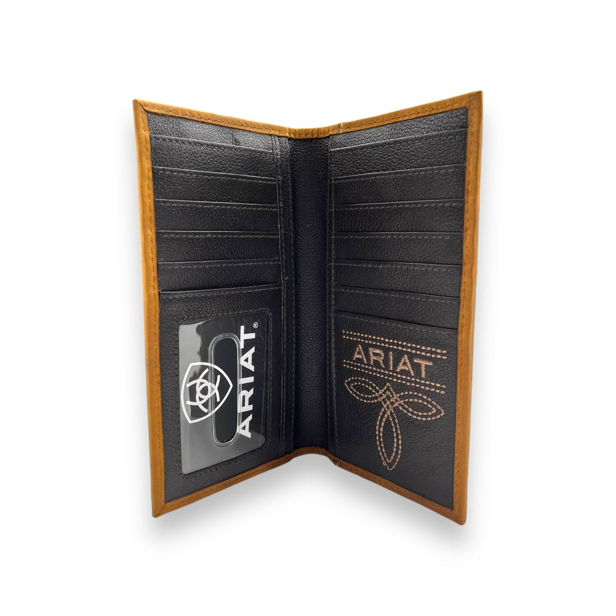 Ariat Rodeo Checkbook Wallet Men's Ariat Rodeo Wallet/Checkbook Cover - Brown Vertical Embossed Log ...