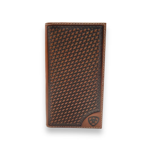 Men's Rodeo Wallet/Checkbook Cover - Brown Basketweave