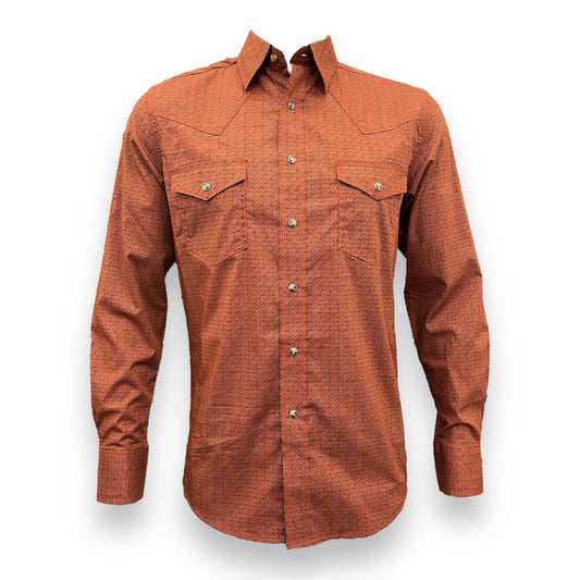 Wrangler 20X Competition Long Sleeve Shirt - Orange/Black Print