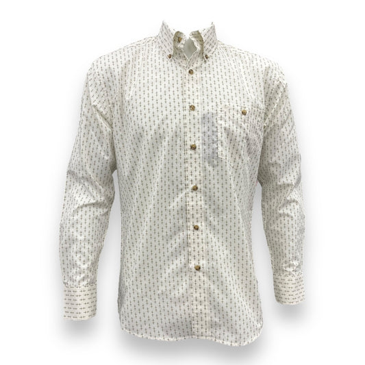 Wrangler Classic Long Sleeve Shirt - Cream & Antique Gold Geo Print