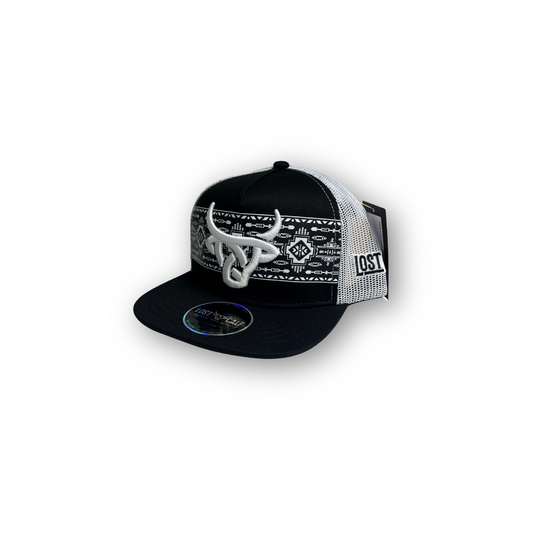 Youth Lost Calf Hat - Shima Black/White Flat
