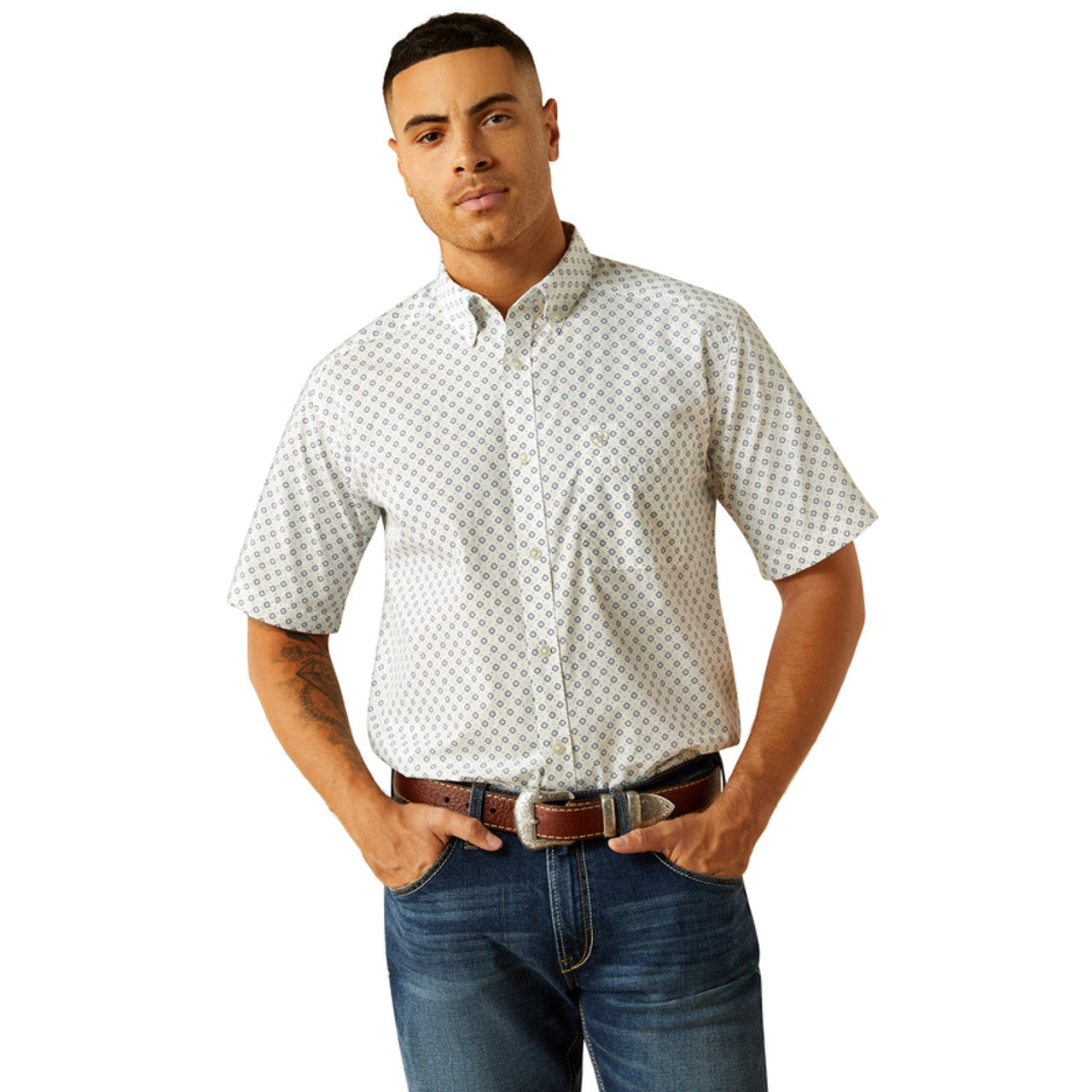 Ariat Classic Fit Shawn S/S Shirt - White