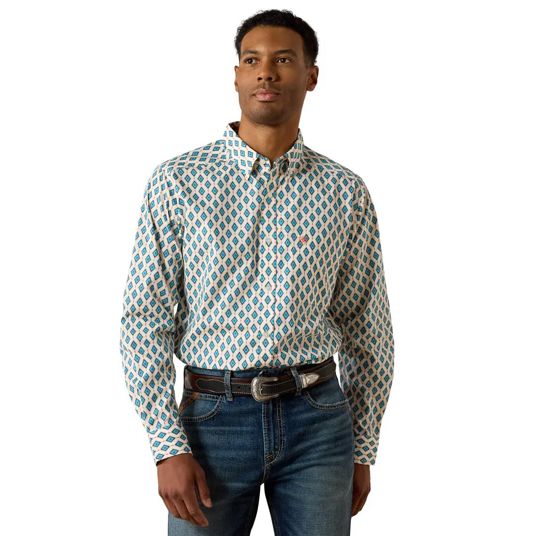 Ariat Jaziel Fitted L/S Shirt - White Southwest Diamond