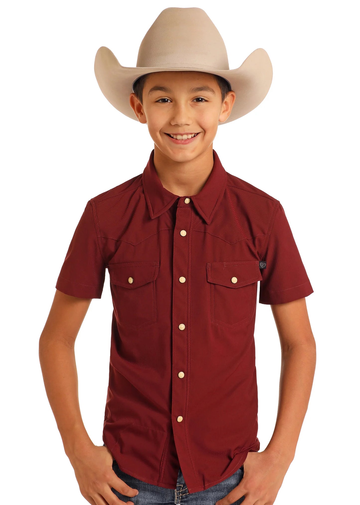 Rock&Roll Denim Youth Tek Ripstop Snap - Maroon