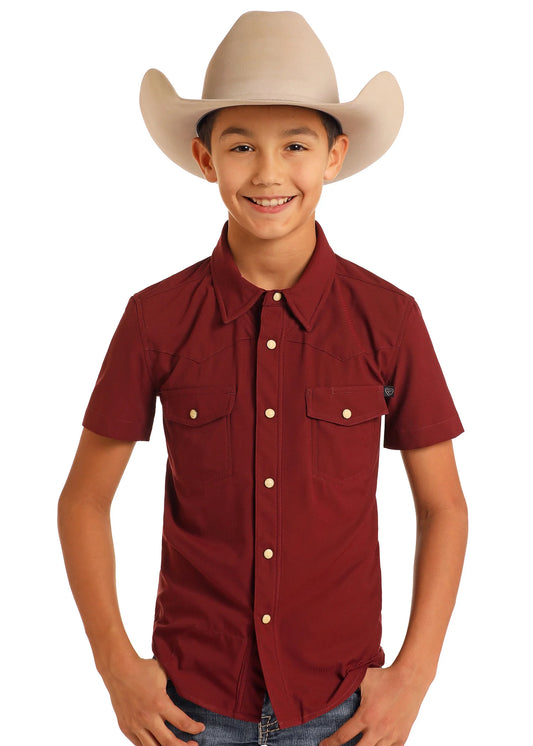 Rock&Roll Denim Youth Tek Ripstop Snap - Maroon