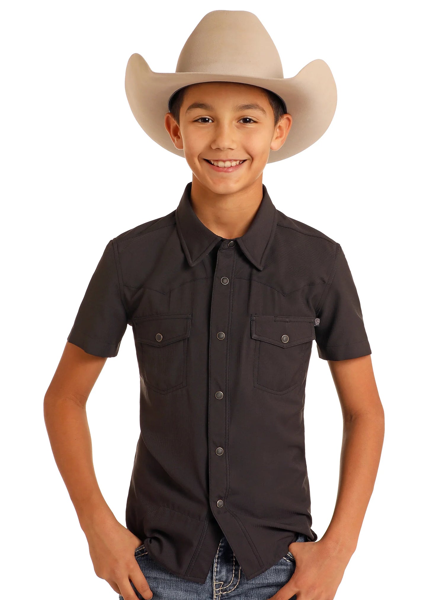 Rock&Roll Denim Youth Tek Ripstop Snap - BLACK