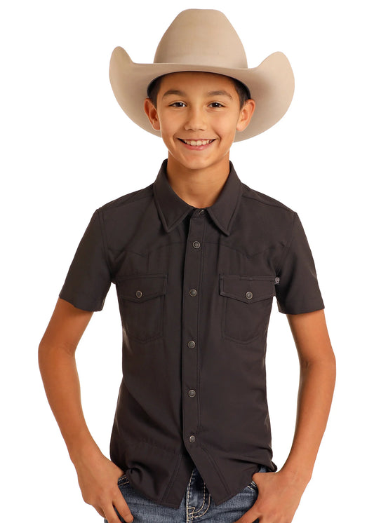Rock&Roll Denim Youth Tek Ripstop Snap - BLACK