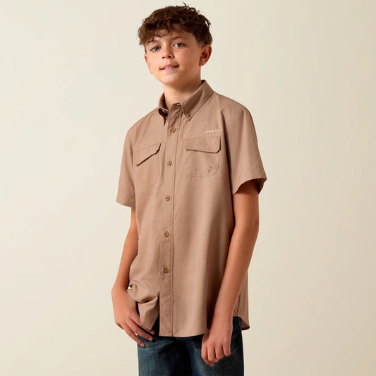 Ariat Youth PRINTED Venttek Outbound SS shirt - Khaki Southwest