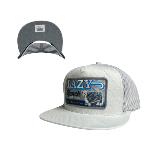 Lazy J Hat - Ice Blue & White Quilted