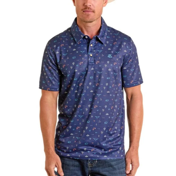 Panhandle Slim SS Polo Snap - Navy
