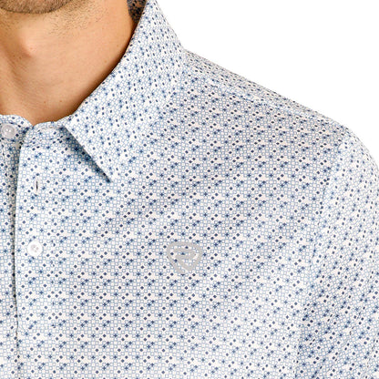 Rock&Roll Denim Geo Allover Printed Polo - Blue