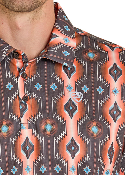 Rock&Roll Denim Aztec Printed Polo - Orange