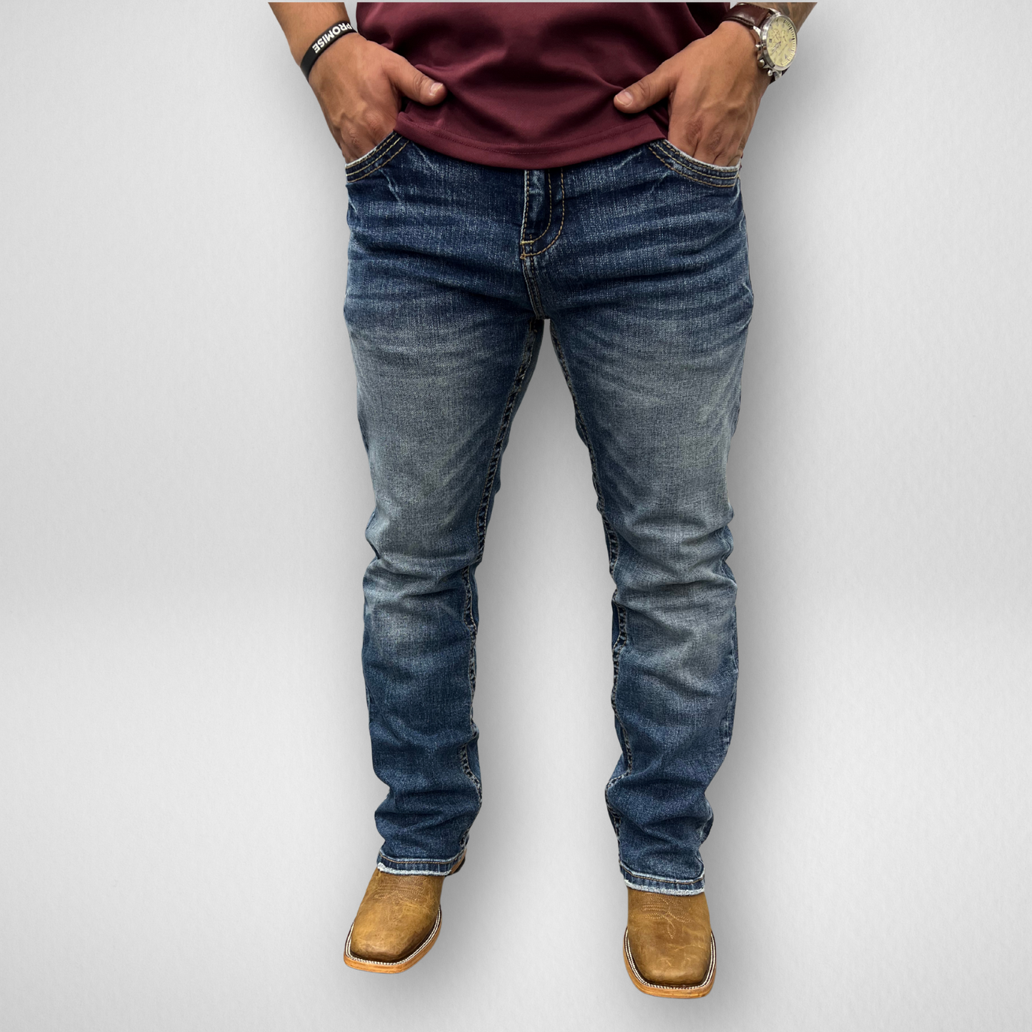 Men's Western Blue Classic Modern Boot Denim (W-435)