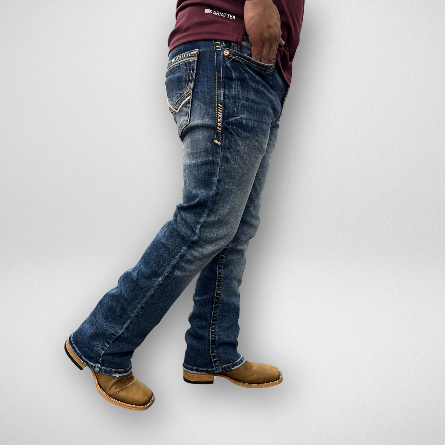 Men's Western Blue Classic Modern Boot Denim (W-435)