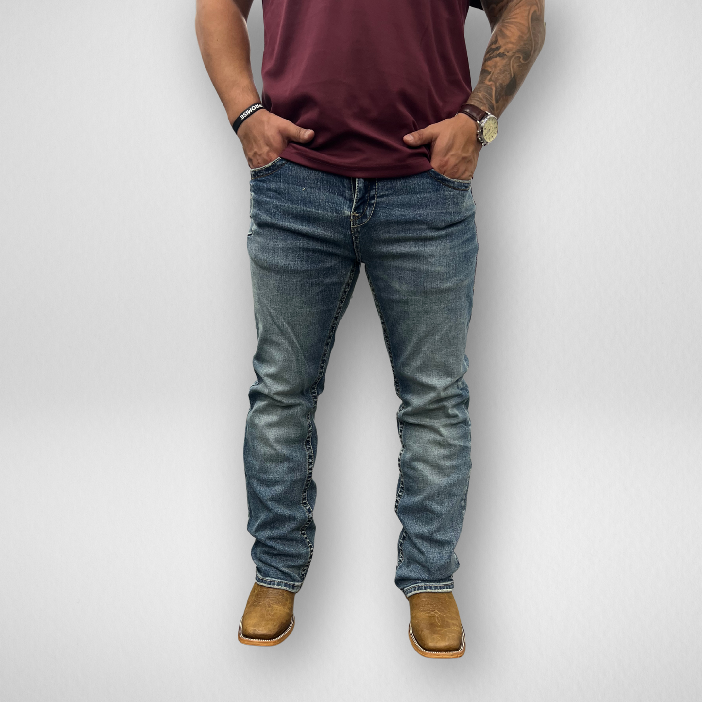 Men's Western Blue Classic Modern Boot Denim (W-438)